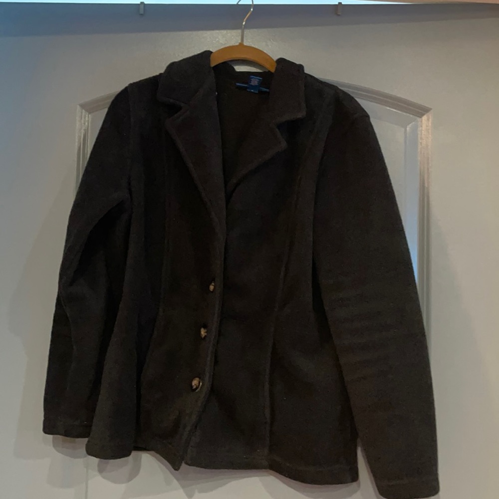 Karen Scott Small Black soft pea coat